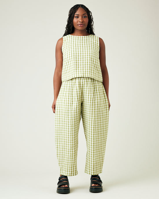 Mabel Apple Check Linen Trousers