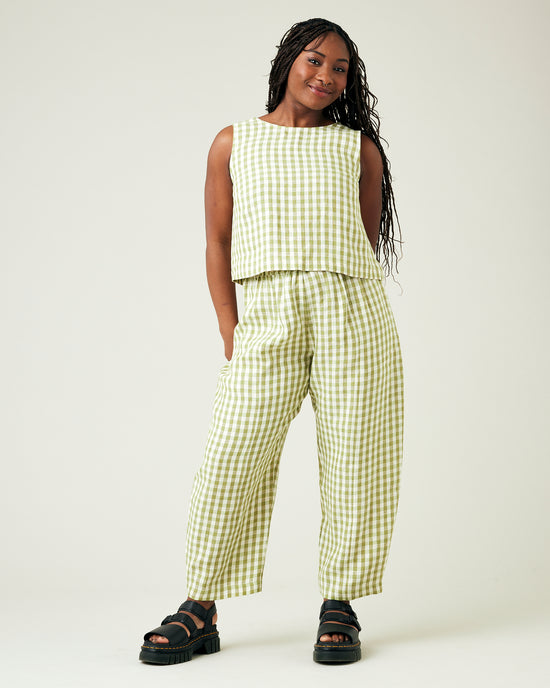 Mabel Apple Check Linen Trousers