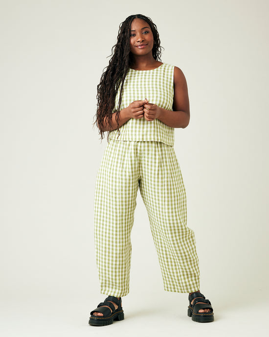 Mabel Apple Check Linen Trousers