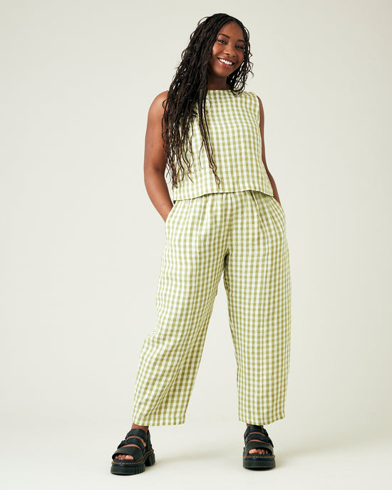 Mabel Apple Check Linen Trousers