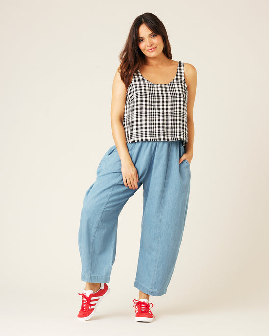 Mia Light Wash Denim Chambray Trousers