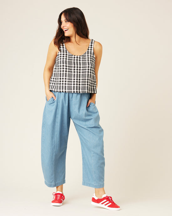 Mia Light Wash Denim Chambray Trousers