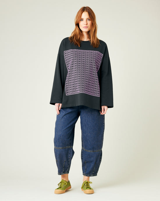 Huxley Printed Slate Cotton Jersey Top