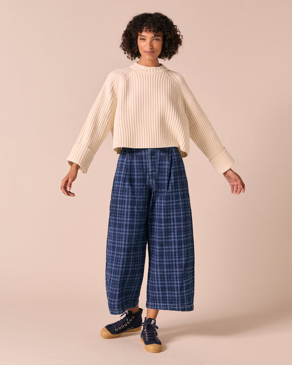 model wears cadi bone knitted jumper