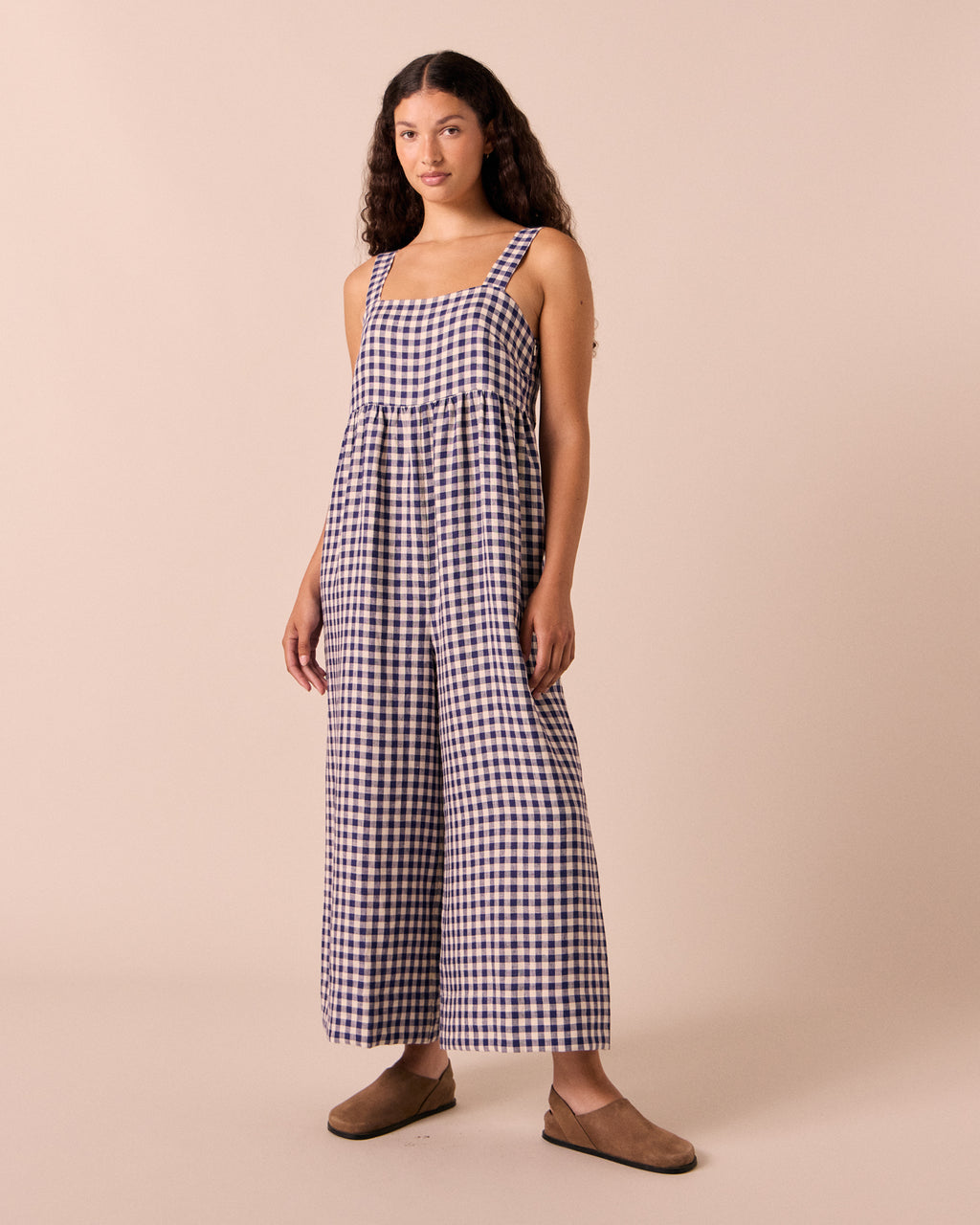Cari Gingham Linen Jumpsuit