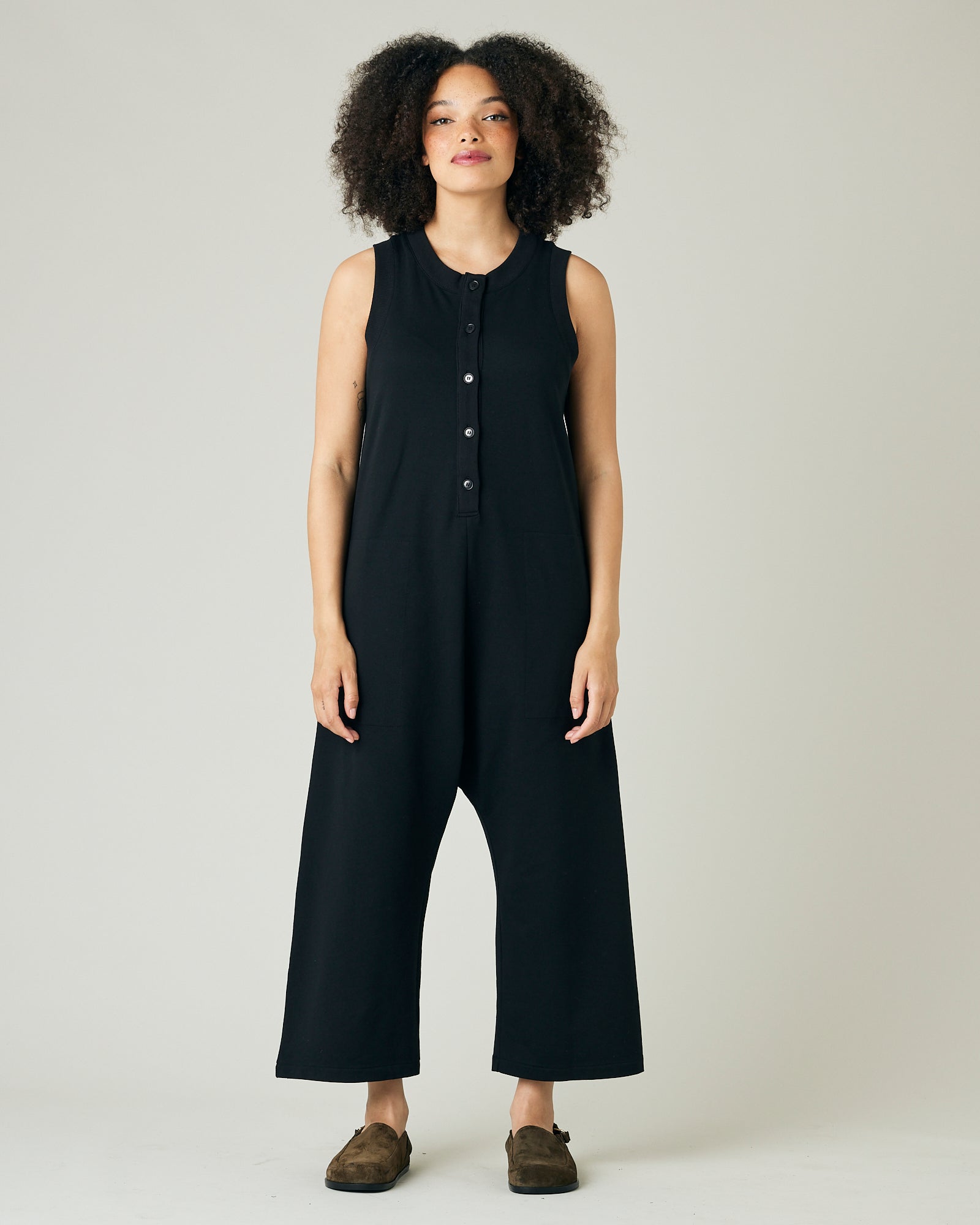 Cassie Black Cotton Jersey Jumpsuit Beyond Nine