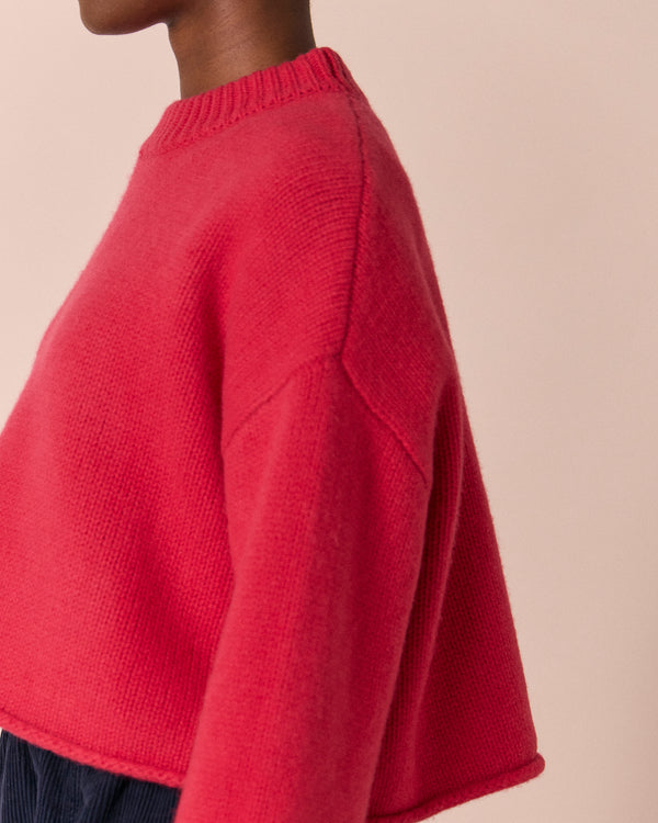 model wears coco rhubarb knitted jumper