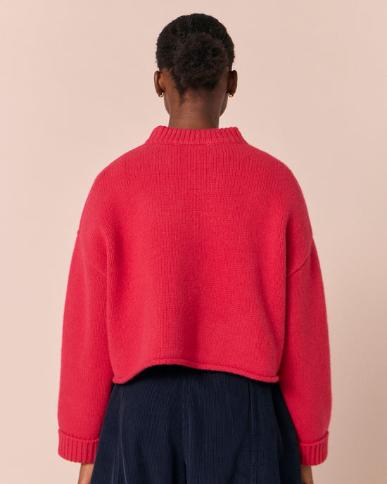 model wears coco rhubarb knitted jumper