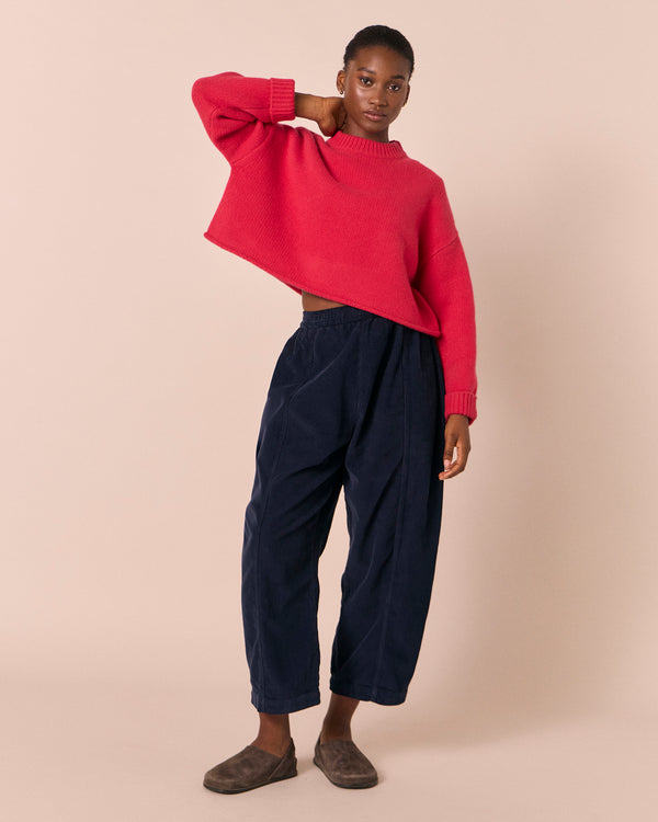 model wears coco rhubarb knitted jumper