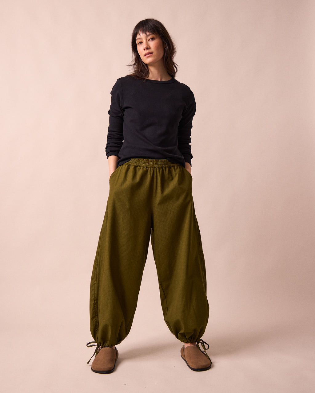 Codi Dark Textured Cotton Trousers