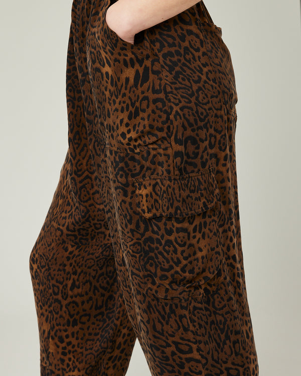 model wears leopard print sylvie cupro trousers
