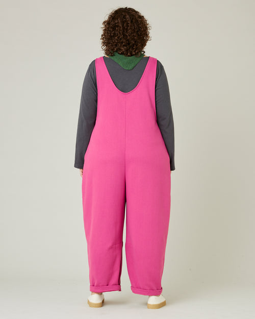 model wears cactus pink jersey clover jumpsuit