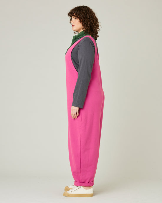 model wears cactus pink jersey clover jumpsuit