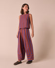 Bobbi Terracotta Stripe Linen Trousers