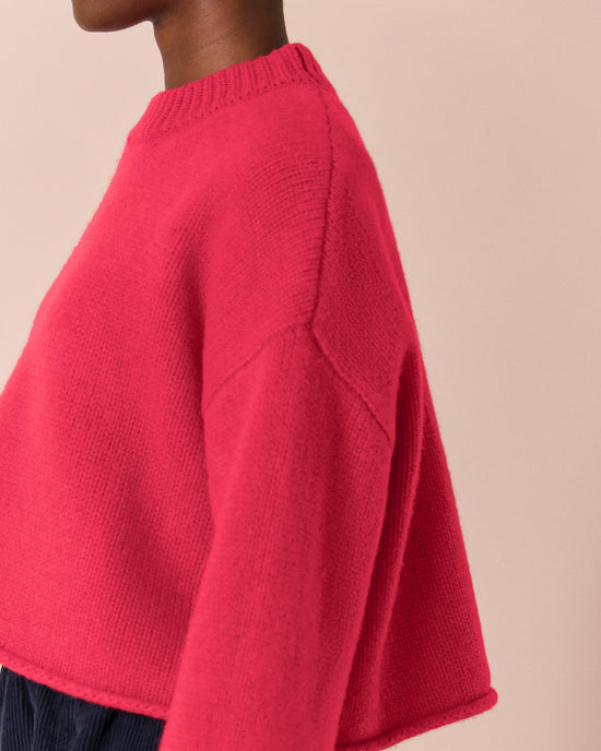 model wears coco rhubarb knitted jumper