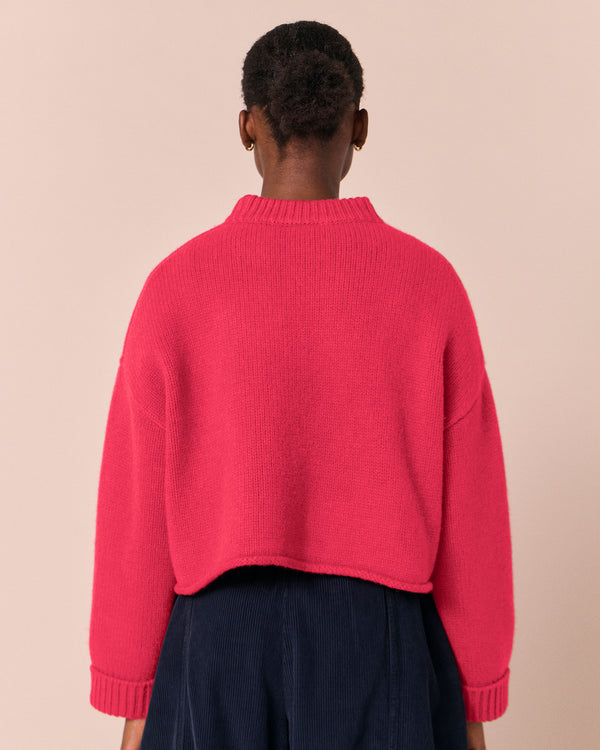 model wears coco rhubarb knitted jumper