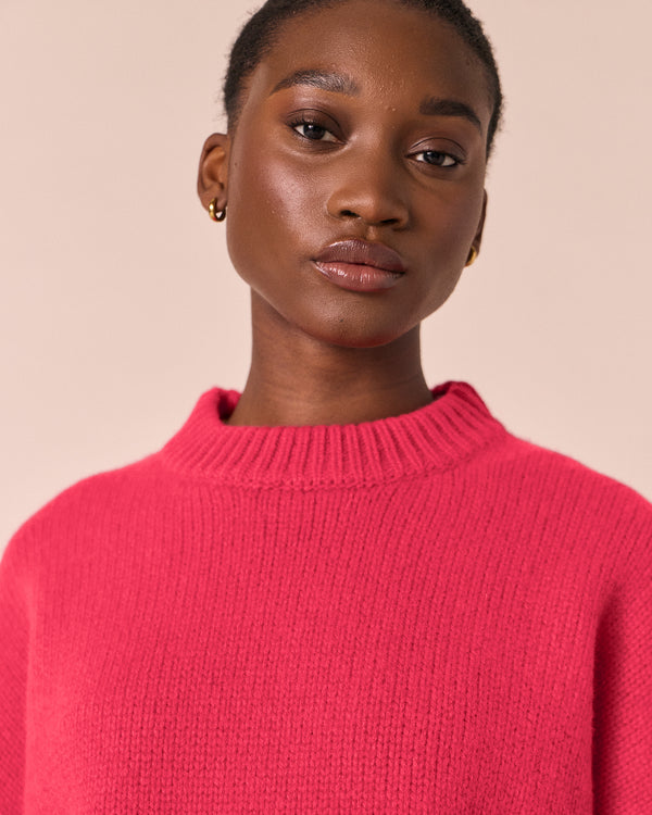 model wears coco rhubarb knitted jumper