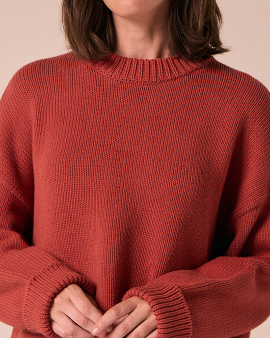model wears coco rosewood knitted jumper