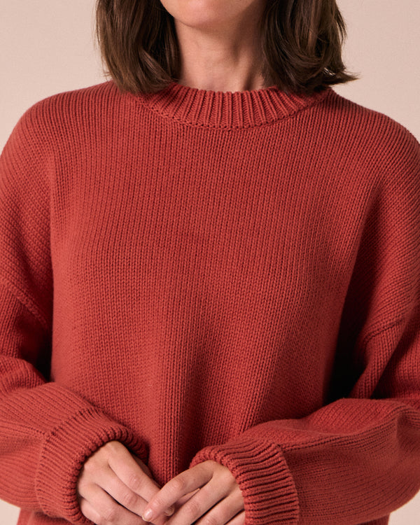 model wears coco rosewood knitted jumper