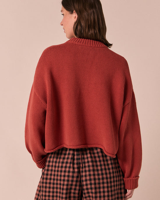 model wears coco rosewood knitted jumper