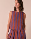 Esme Terracotta Stripe Linen Top