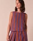 Esme Terracotta Stripe Linen Top