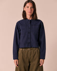 Mattia Navy Poplin Top