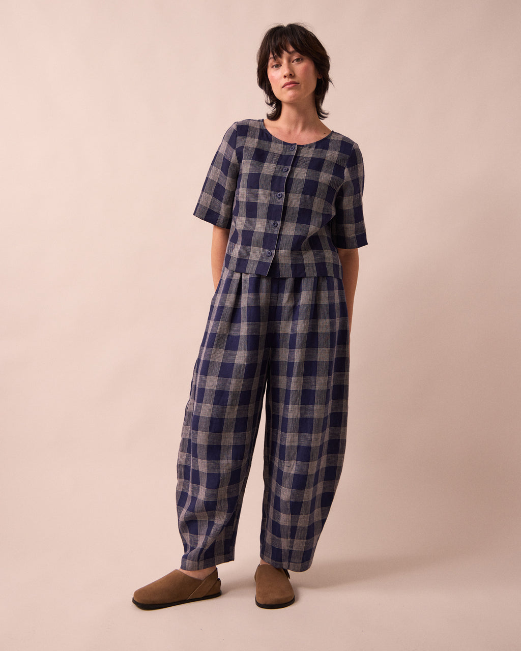 Daisy Plaid Linen Trousers