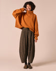 Dana Dark Olive Gingham Brushed Cotton Trousers