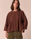 Danya Russet Gingham Seersucker Top