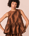 Demi Pecan Silk Dupion Top