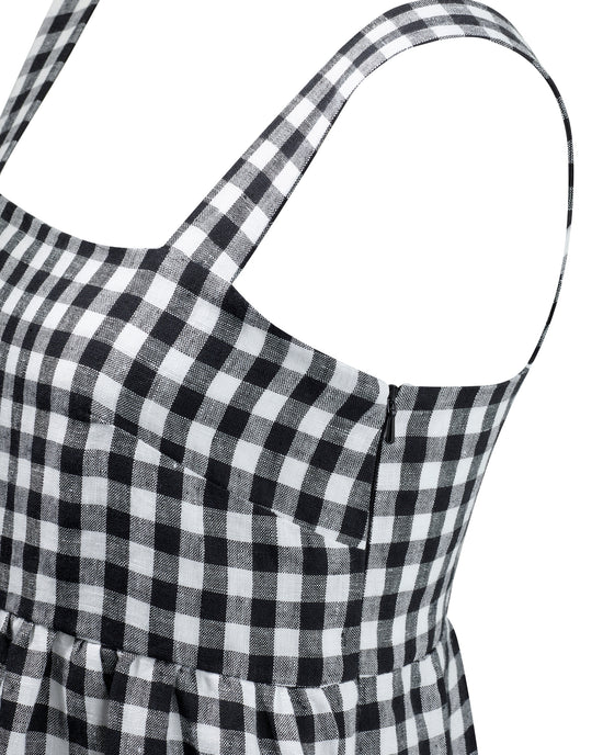 black and white gingham cari jumpsuit