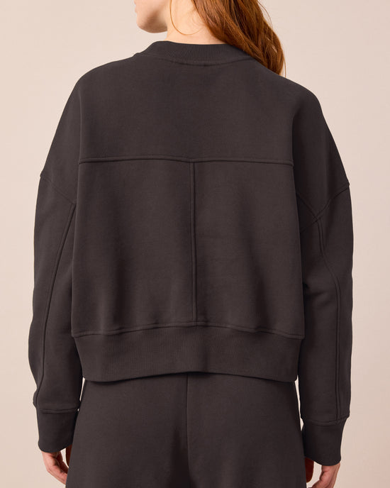 model wears eden slate jersey top