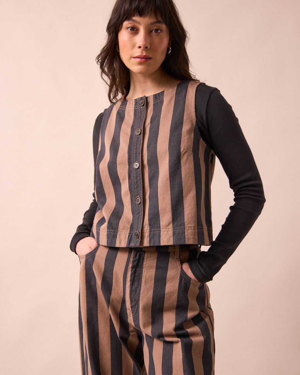 Elodie Graphite & Mocha Denim Top