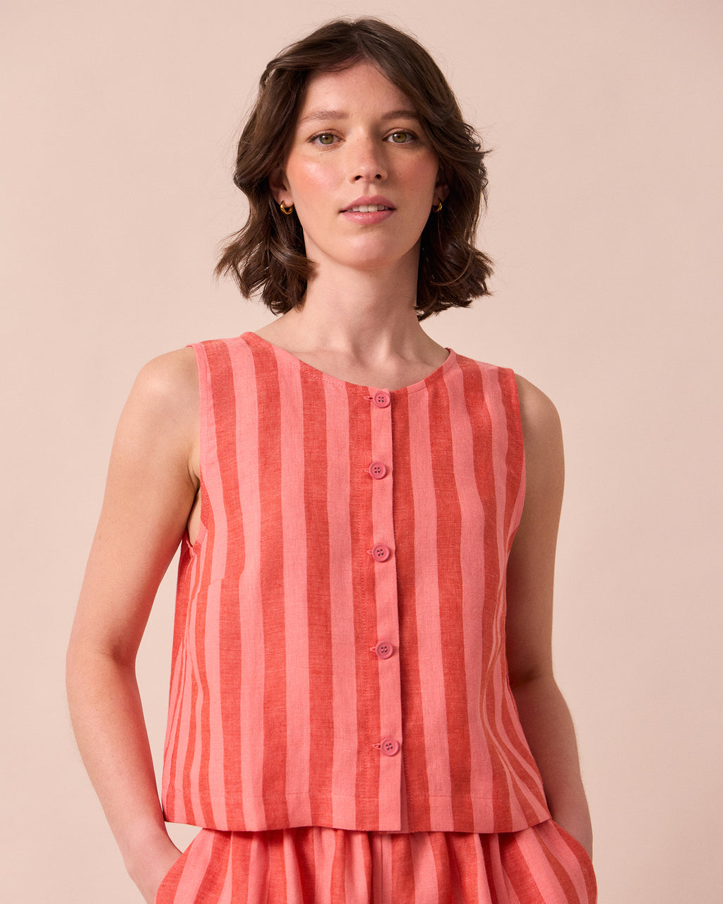 Elodie Sorbet Stripe Linen Top