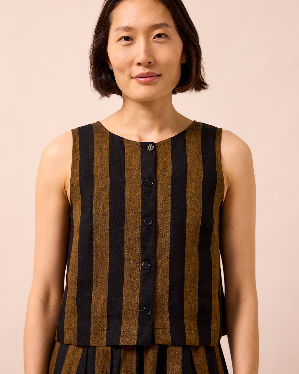 Elodie Rust & Stripe Linen Top