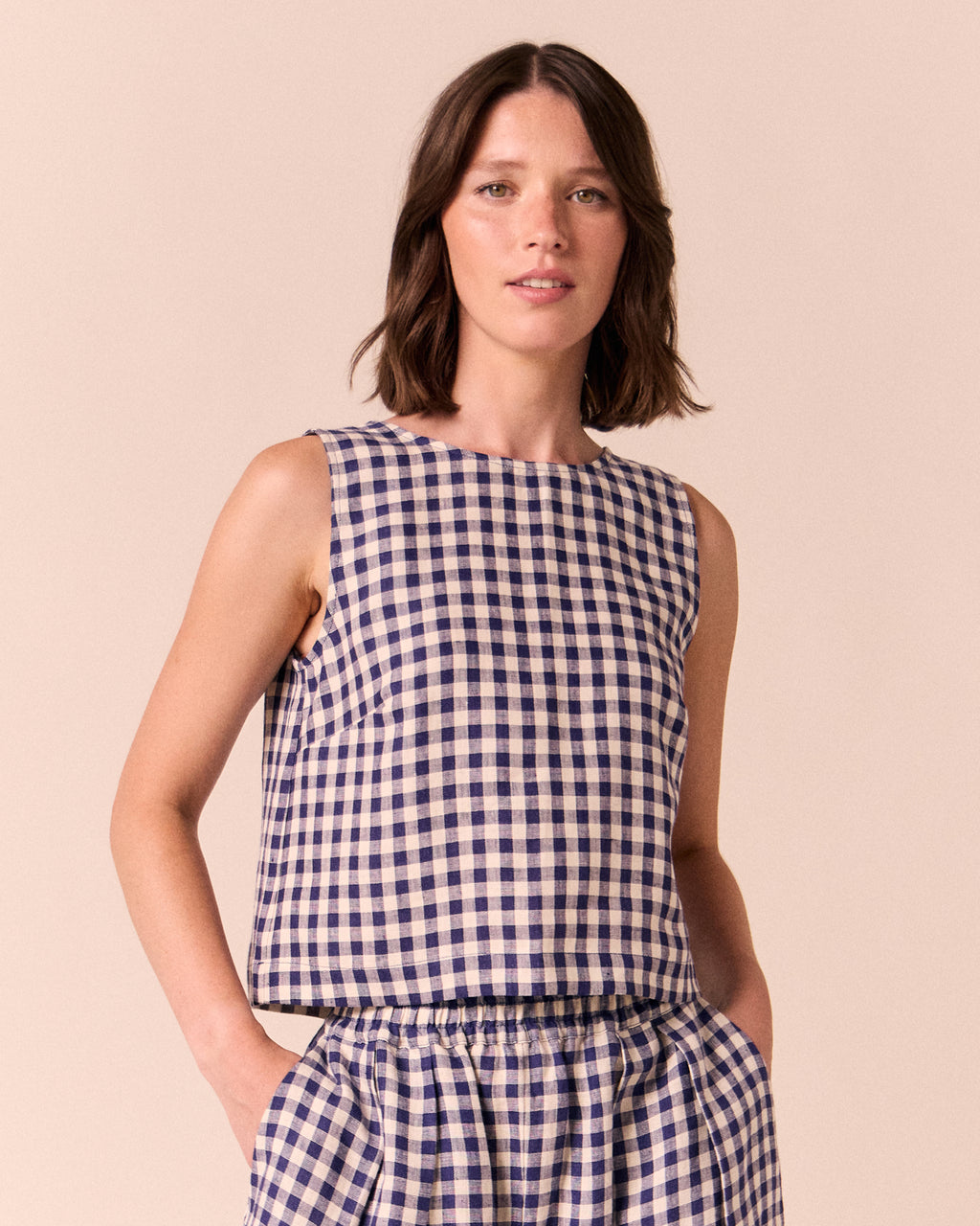 Esme Gingham Linen Top