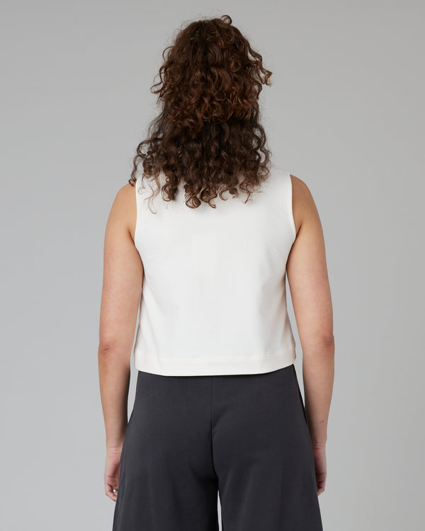 pregnant model wears esme jersey ecru top