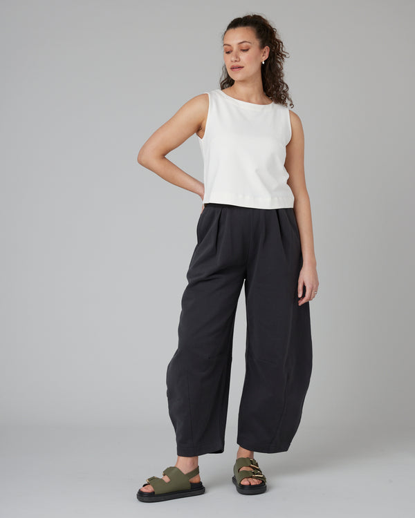 pregnant model wears esme jersey ecru top