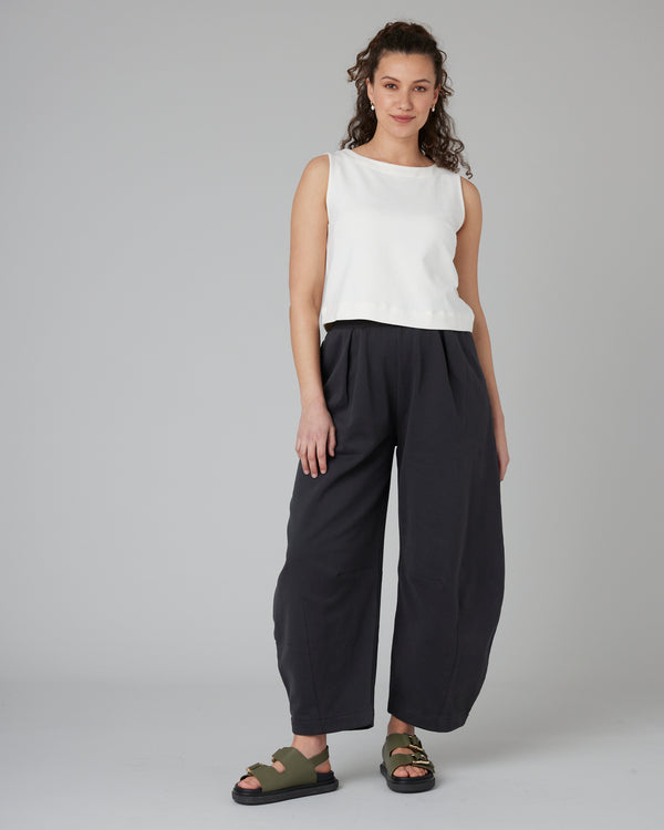 pregnant model wears esme jersey ecru top