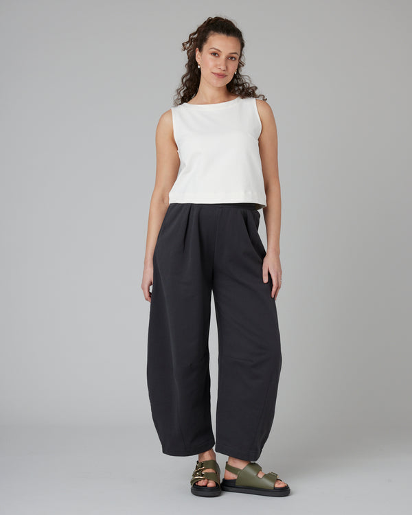 pregnant model wears esme jersey ecru top