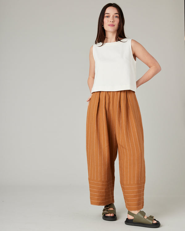 model wears esme jersey ecru top