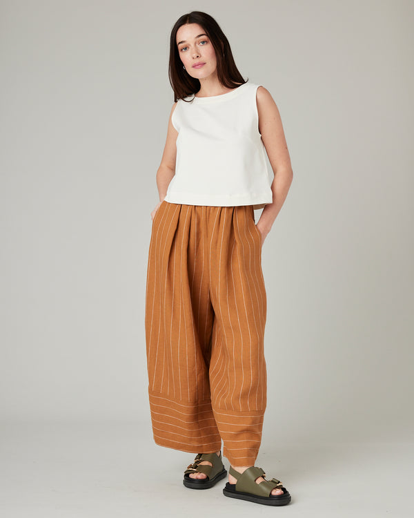 model wears esme jersey ecru top