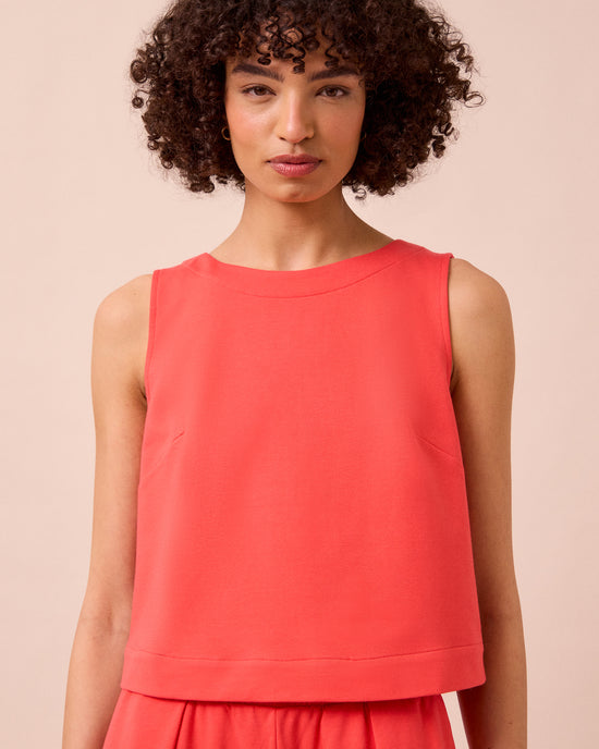 model wears esme watermelon jersey top
