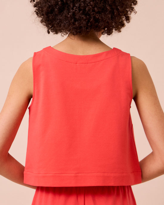 model wears esme watermelon jersey top