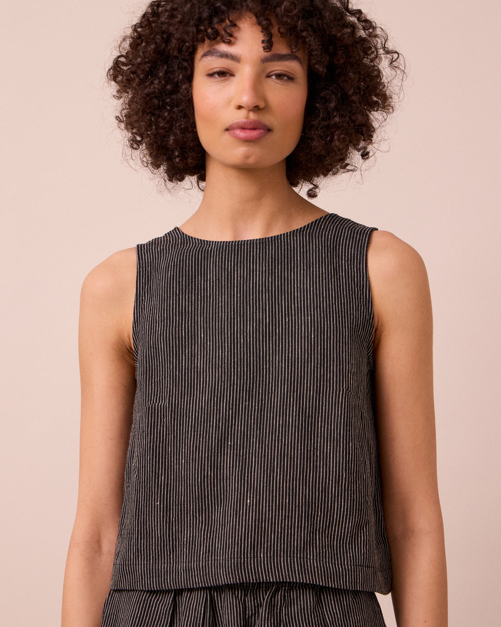 Esme & Ecru Pencil Stripe Linen Top