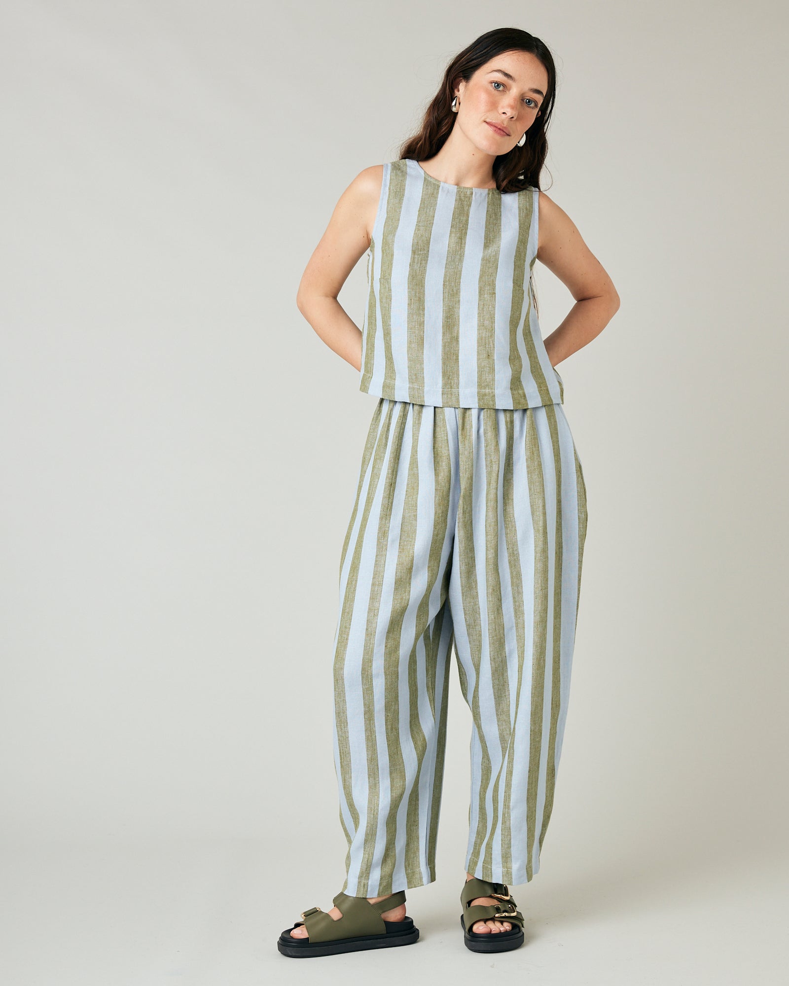 Mabel Meadow Stripe Linen Trousers – Beyond Nine