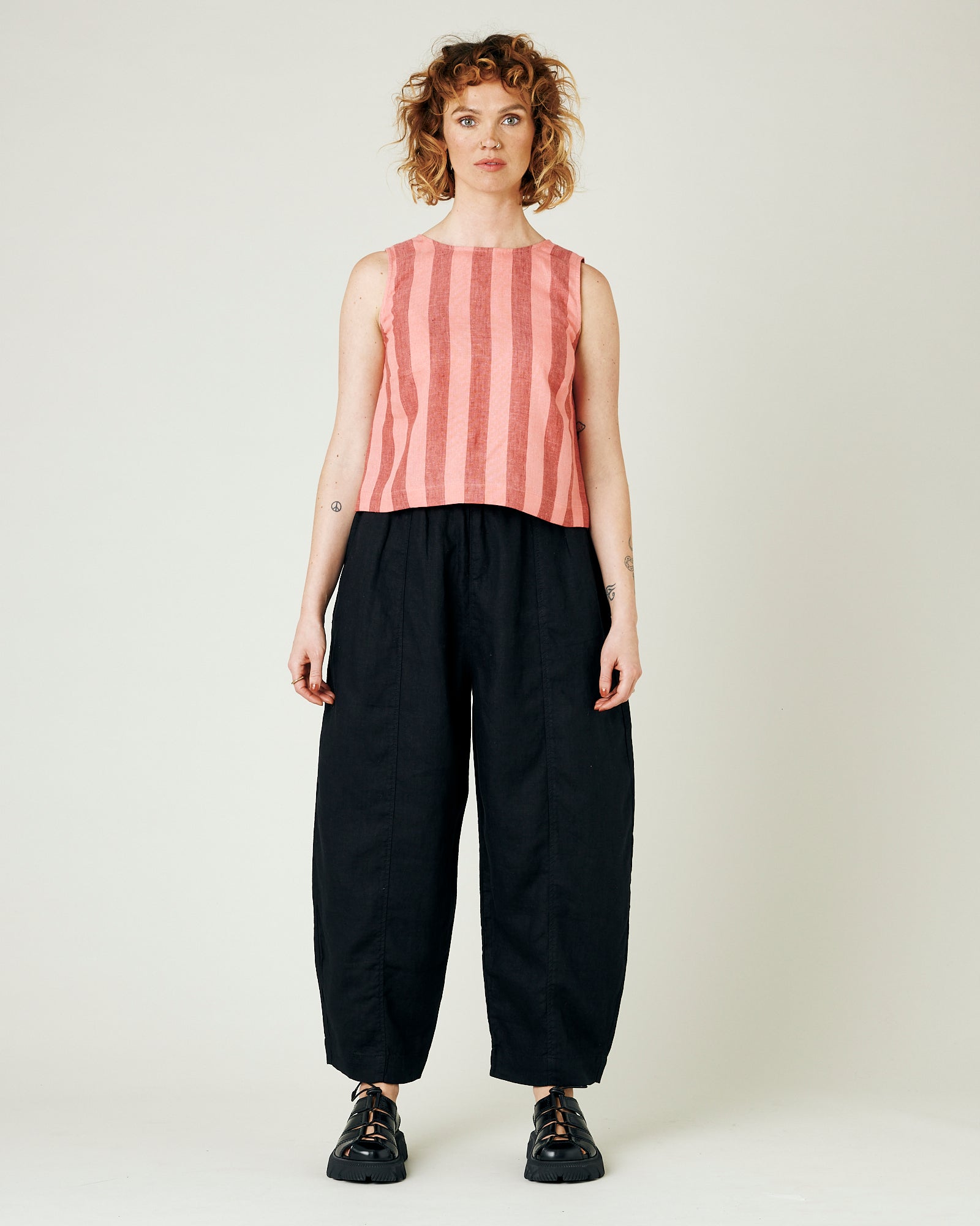 Long length linen trousers store