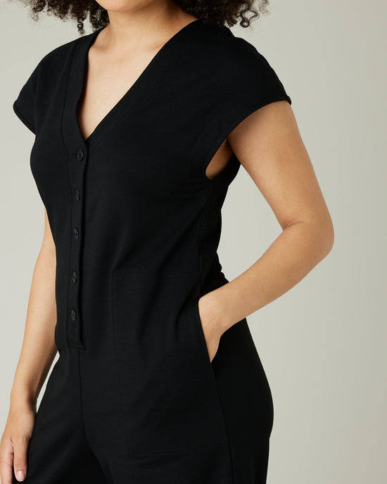 Frankie Black Cotton Jersey Jumpsuit