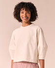 model wears grace bone jersey top